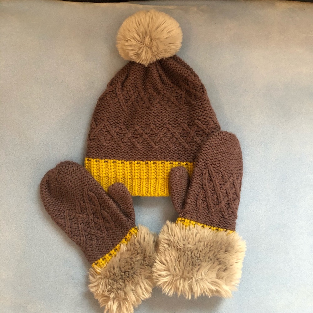 Set knitted hat and mittens